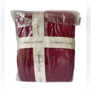 Coldwater Creek Red Chenille Throw Blanket with Fringe 50 x 70 NWT